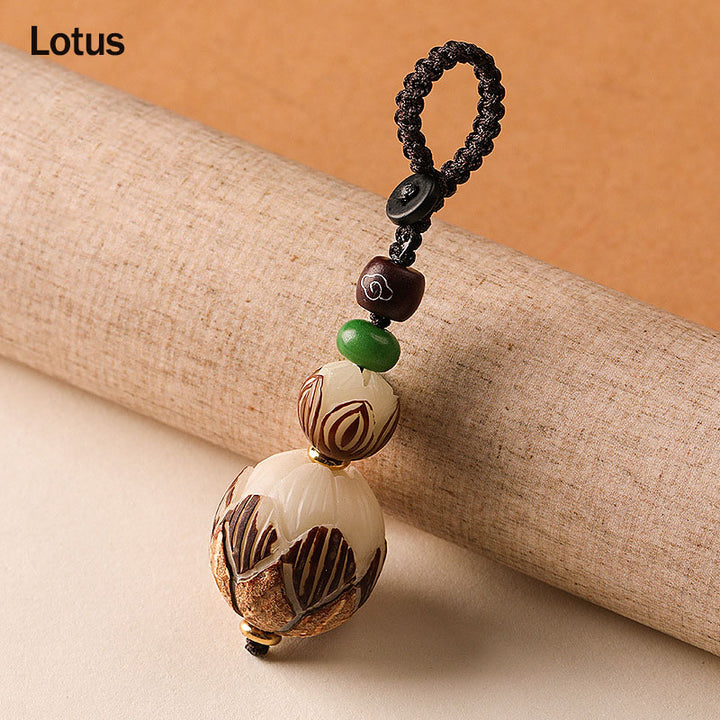 Buddha Stones Bodhi Seed Blessing Keychain Decoration - Lotus - image 3