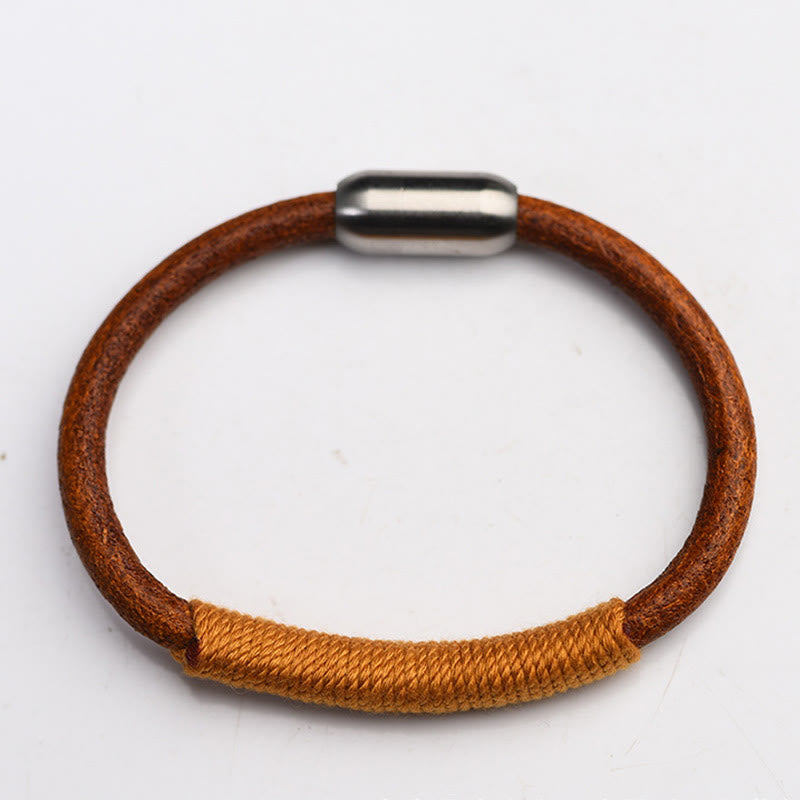 Buddha Stones Tibetan Leather Handmade Five Elements Luck Braid String Buckle Bracelet - image 12