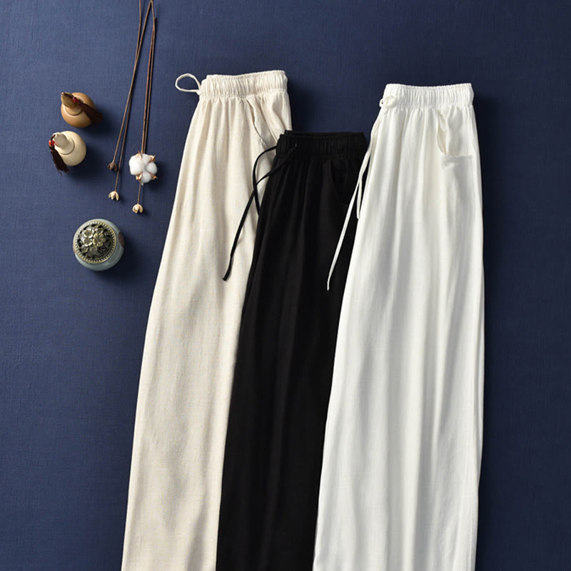 Buddha Stones Plain Wide Leg Pants Dance Women's Yoga Pants With Pockets