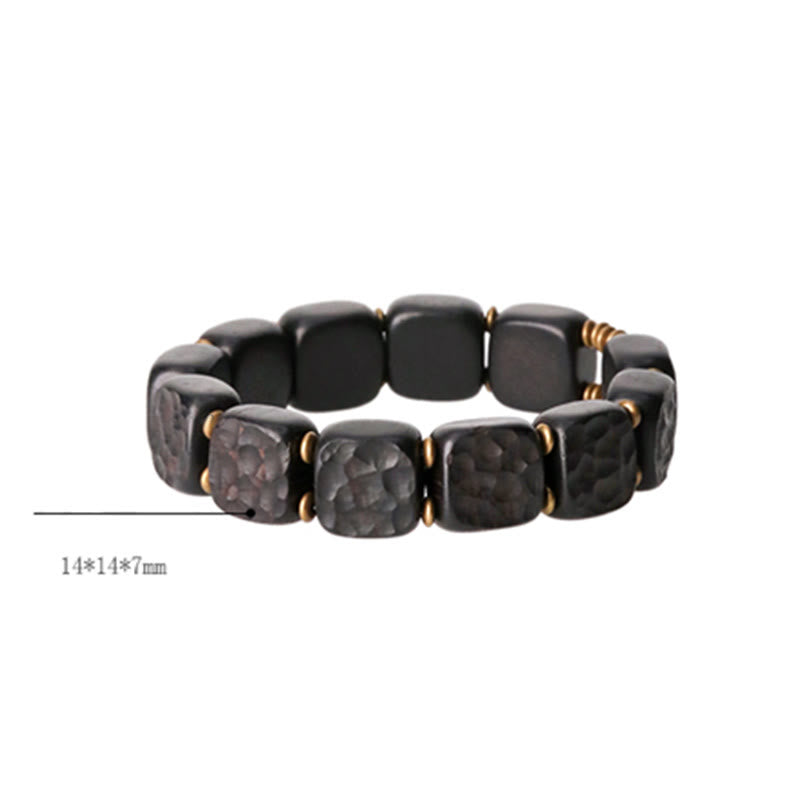 Buddha Stones Retro Ebony Wood Texture Style Copper Peace Balance Bracelet - image 8