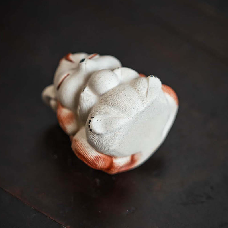 Buddha Stones Mini Nine Tailed Fox Purple Clay Luck Desk Decoration - image 9