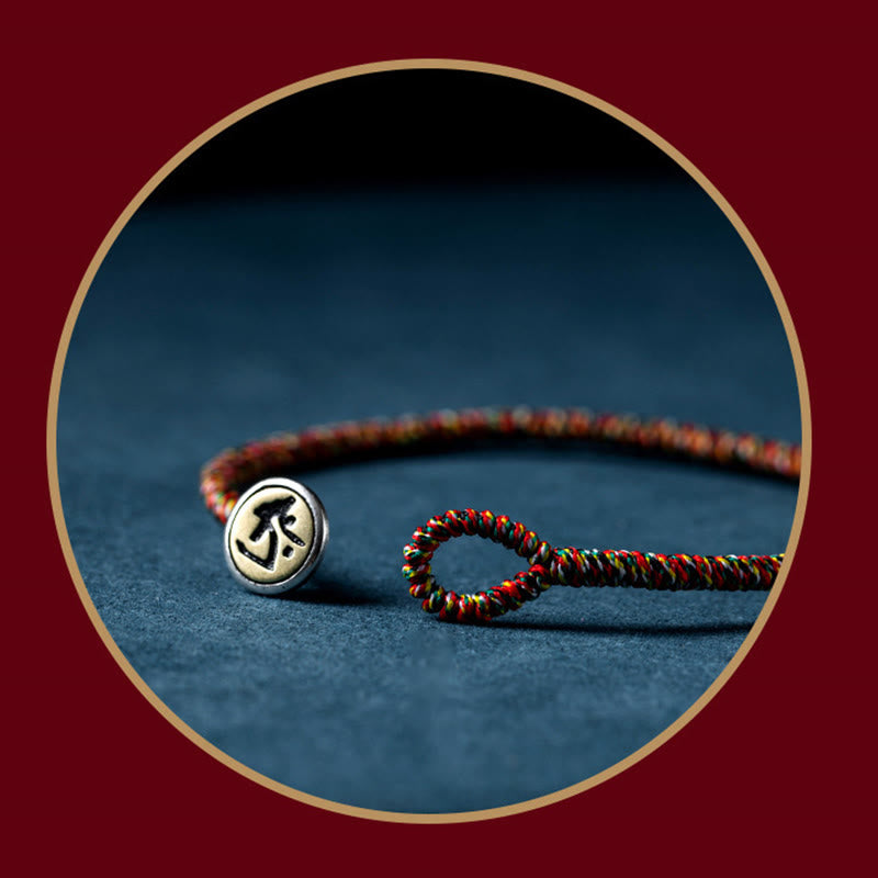 Buddha Stones Handmade 925 Sterling Silver Chinese Zodiac Natal Buddha Protection Colorful Rope Bracelet - image 13