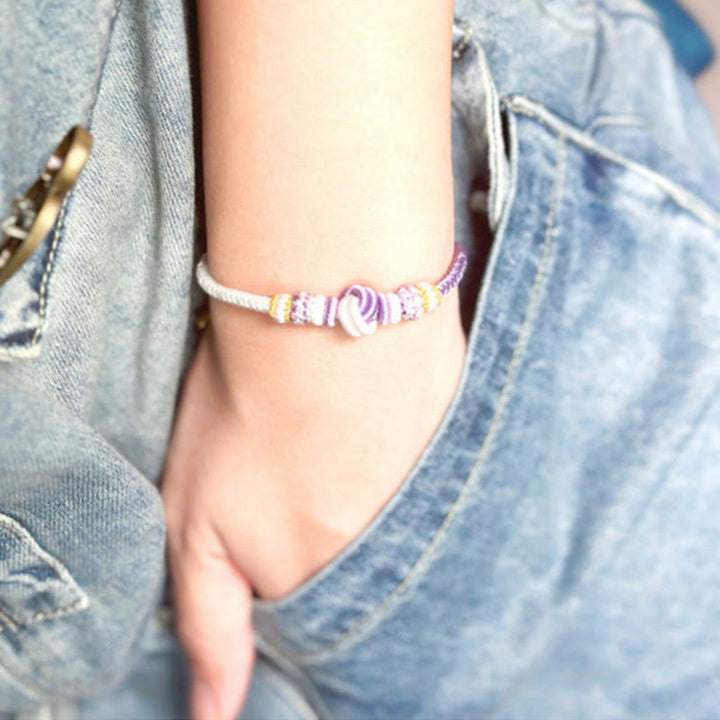 Buddha Stones Two-Color Rope Handcrafted Eight Thread Peace Knot Luck Connection Bracelet - image 12