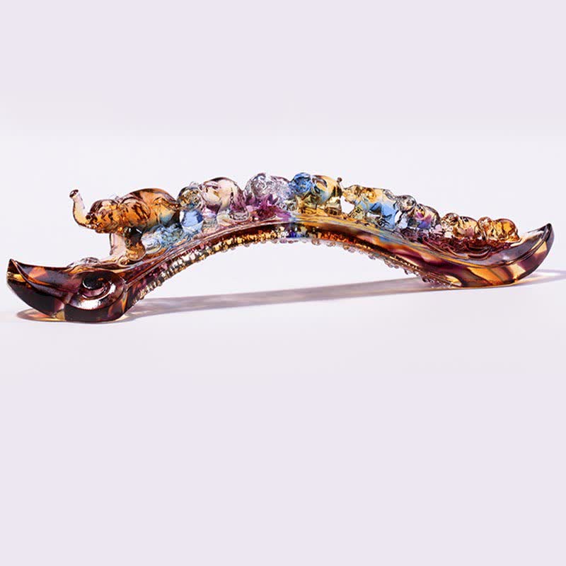 Handmade Liuli Crystal Ruyi Elephant Art Piece Home Decoration With Crystal Base - image 9