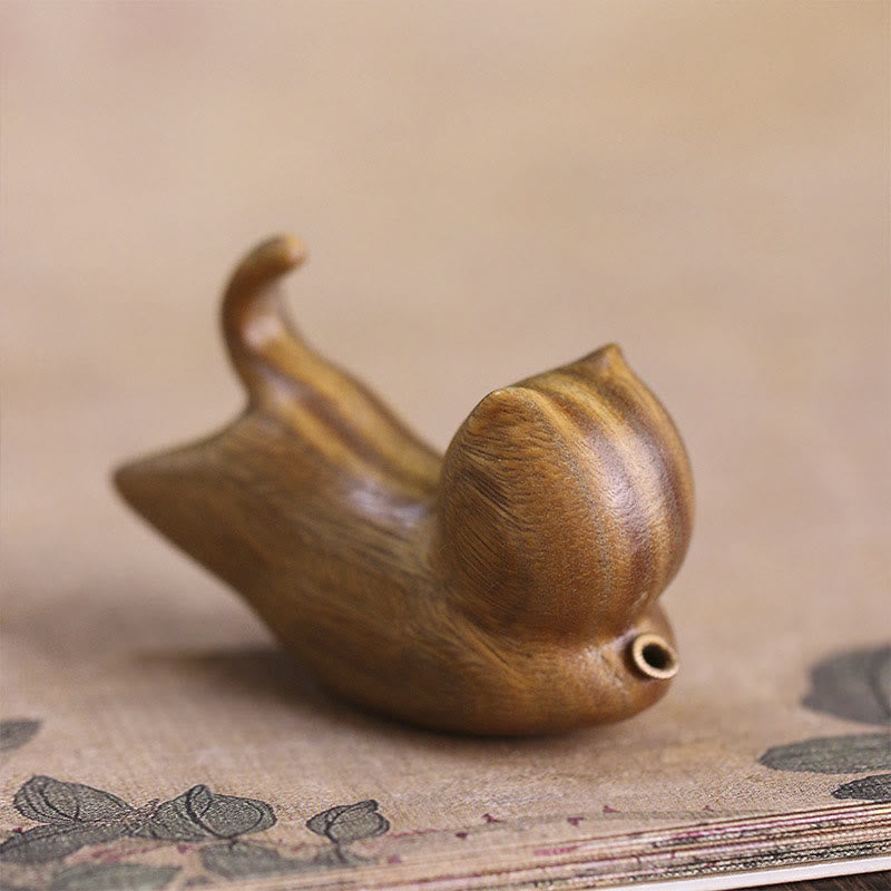 Buddha Stones Green Sandalwood Cute Cat Pattern Soothing Stick Incense Burner Decoration - image 2