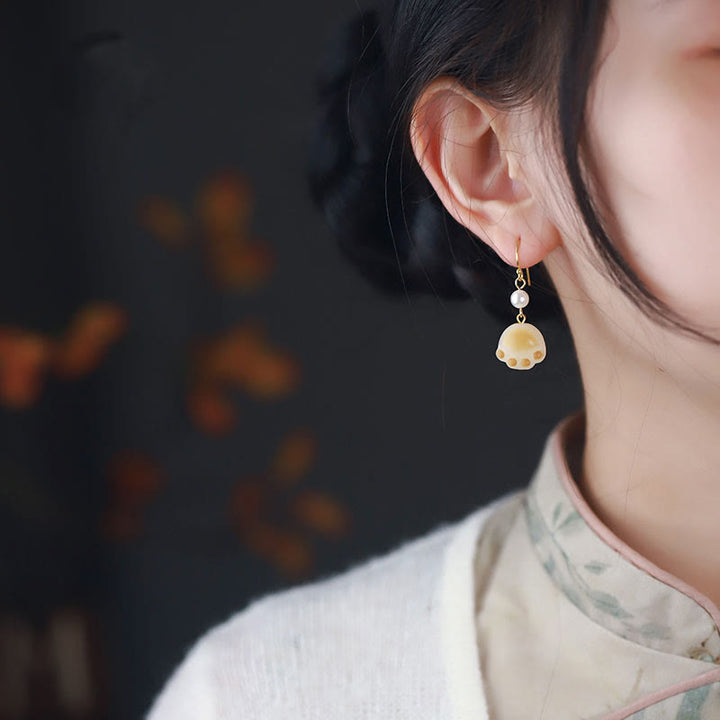 Bodhi Seed Lovely Cat Paw Claw Peace Dangle Drop Earrings - image 5