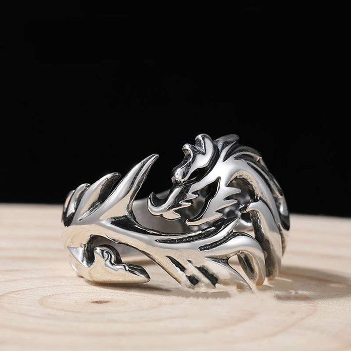 Buddha Stones Dragon Pattern Protection Strength Adjustable Ring - image 11