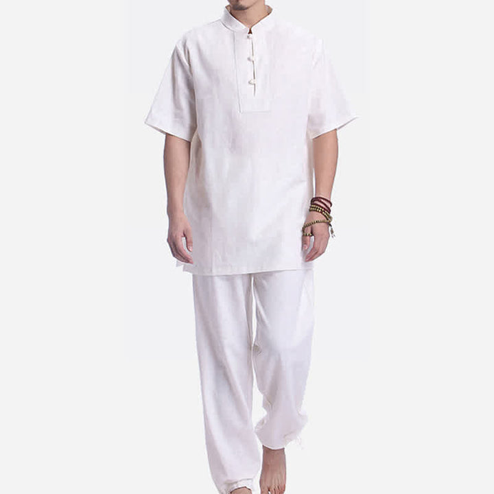 Spiritual Zen Meditation Prayer Practice Cotton Linen Clothing Men's Set