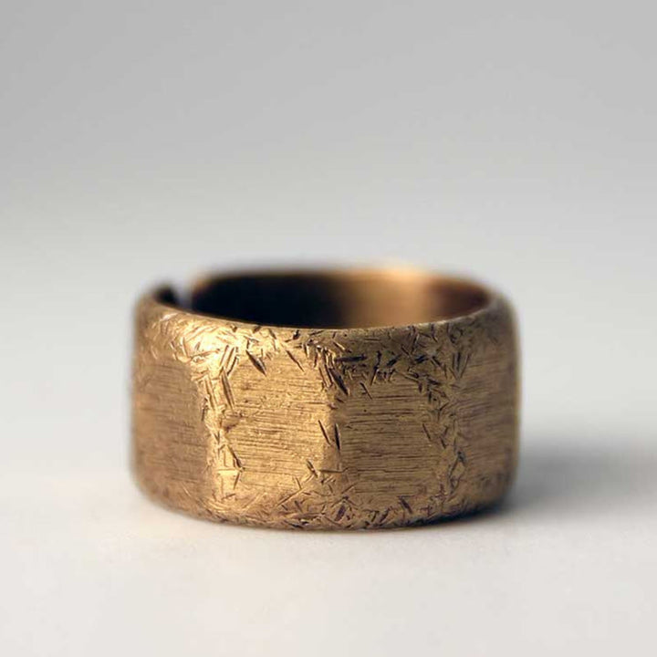Tibetan Simple Design Copper Brass Frosted Wealth Ring - image 13