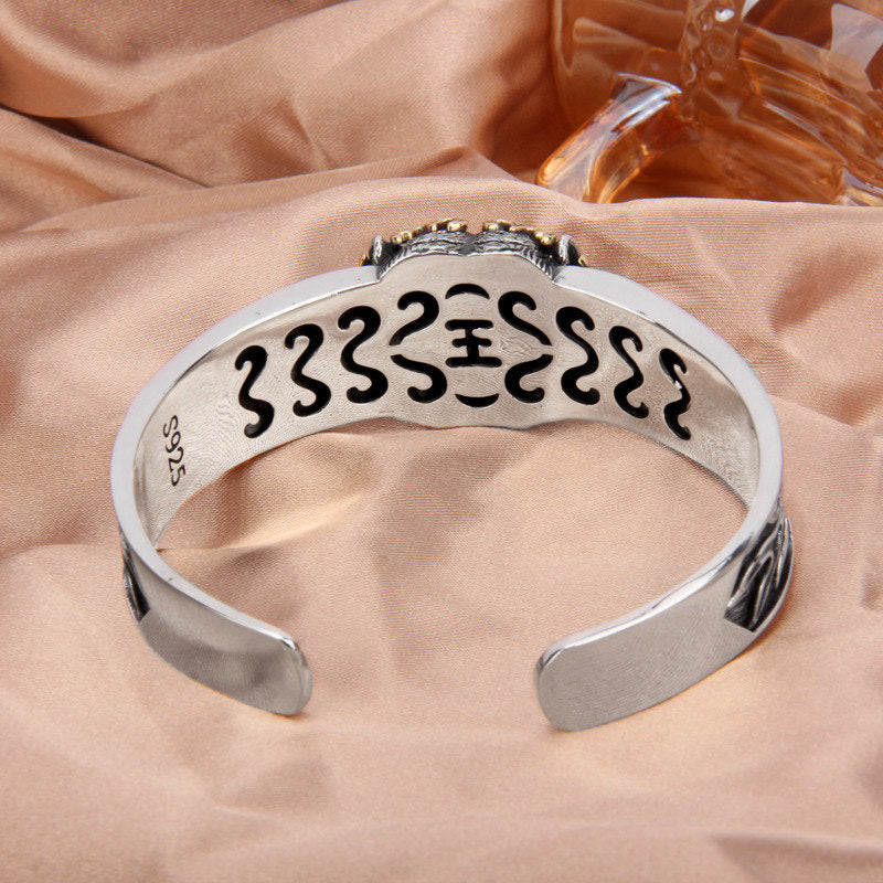 925 Sterling Silver Chinese Zodiac Tiger Keep Away Evil Spirits Bracelet Bangle - image 5