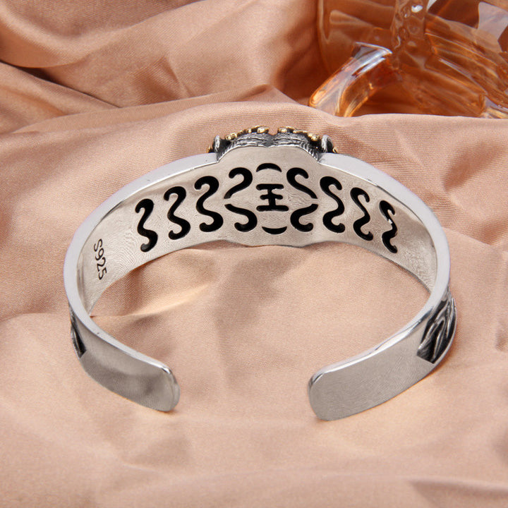 925 Sterling Silver Chinese Zodiac Tiger Keep Away Evil Spirits Bracelet Bangle - image 5