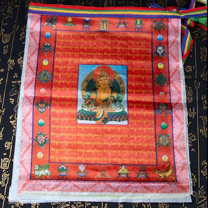 Tibetan 5 Colors Windhorse Buddha Tara Scriptures Healing Auspicious Outdoor Prayer Flag