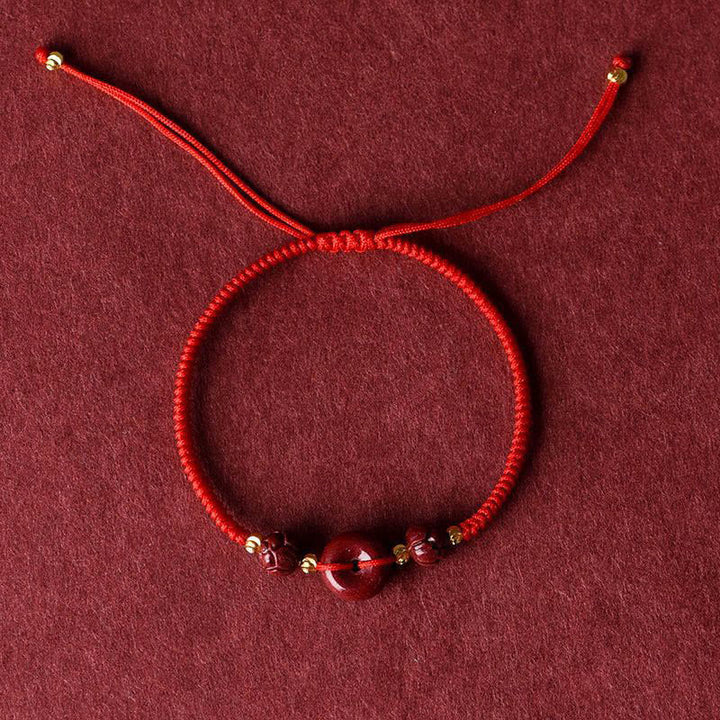 Buddha Stones Handmade Lotus Cinnabar Peace Buckle Blessing Braid Bracelet - image 11