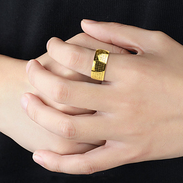Buddha Stones FengShui Buddhism Ancient Heart Sutra Lucky Ring - image 4