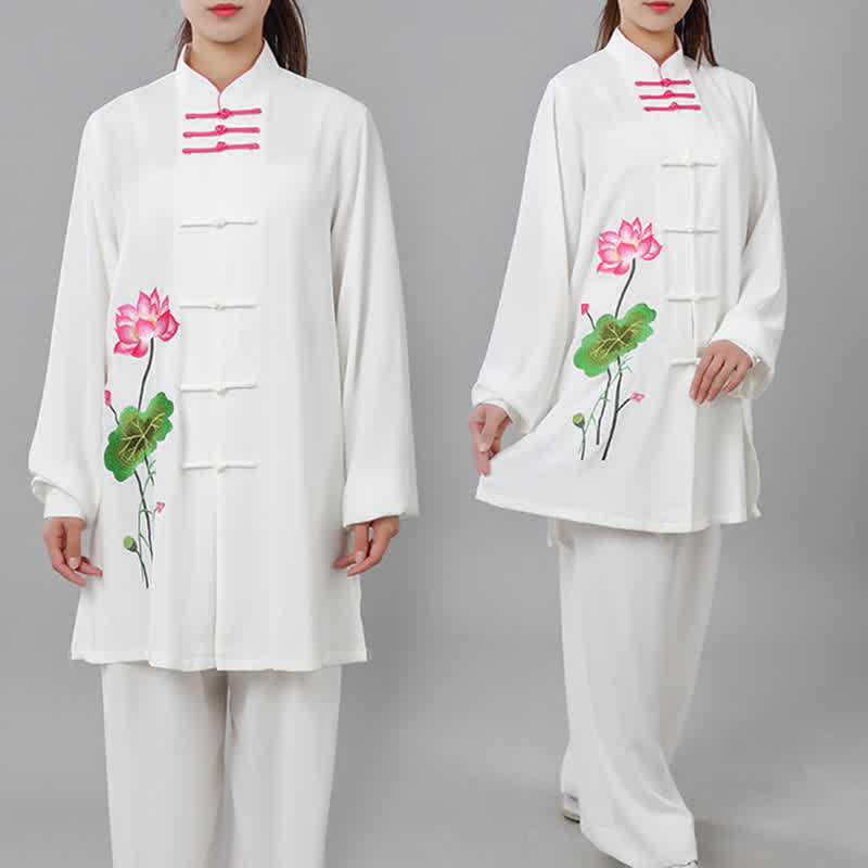 Lotus Flower Leaf Pattern Tai Chi Meditation Prayer Spiritual Zen Practice Clothing Women's Set - image 2