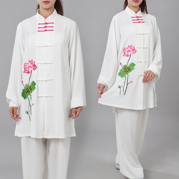 Lotus Flower Leaf Pattern Tai Chi Meditation Prayer Spiritual Zen Practice Clothing Women's Set - image 3