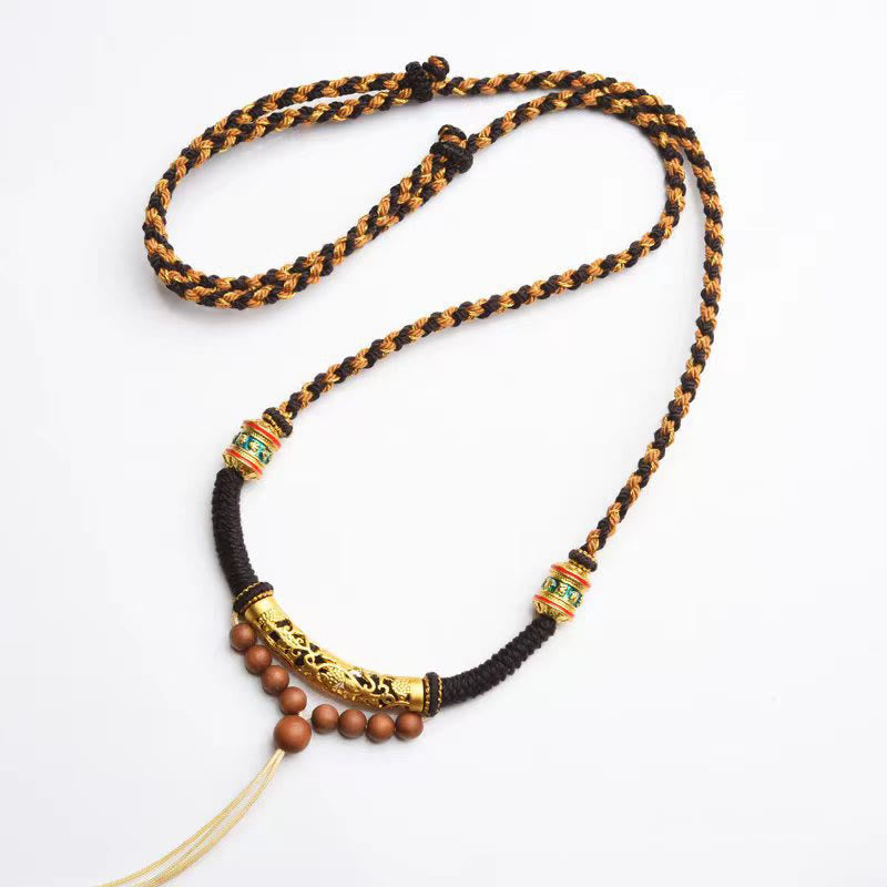 Buddha Stones Tibetan Handmade King Kong Knot Om Mani Padme Hum Prayer Wheel String Necklace Pendant - image 8