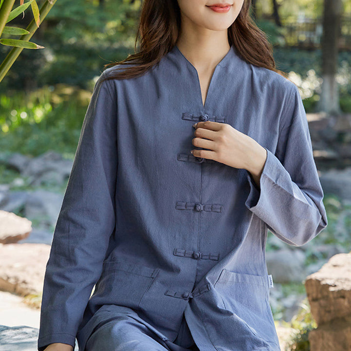 Spiritual Zen Practice Yoga Meditation Prayer Uniform Cotton Linen Clothing Women's Set - image 9
