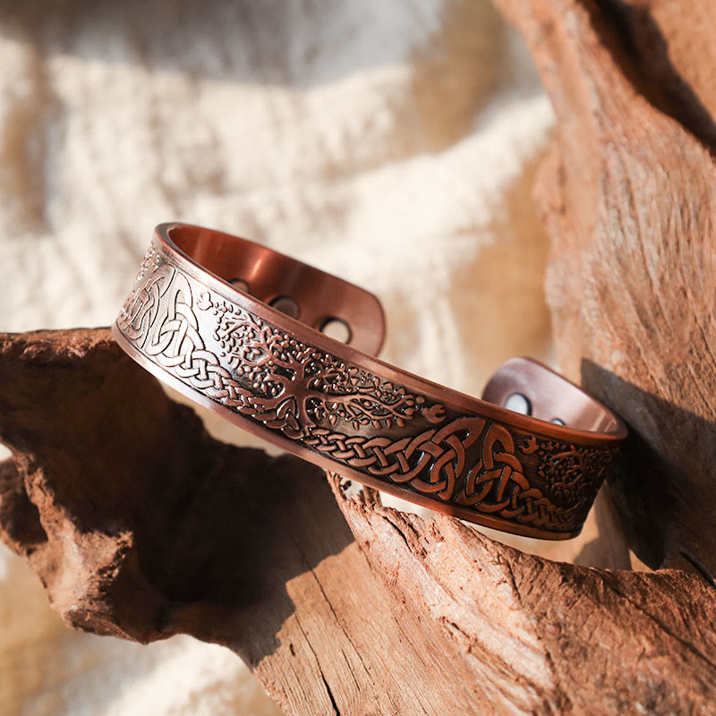 Buddha Stones Lucky Tree Of Life Balance Magnetic Adjustable Cuff Bracelet Bangle - image 2
