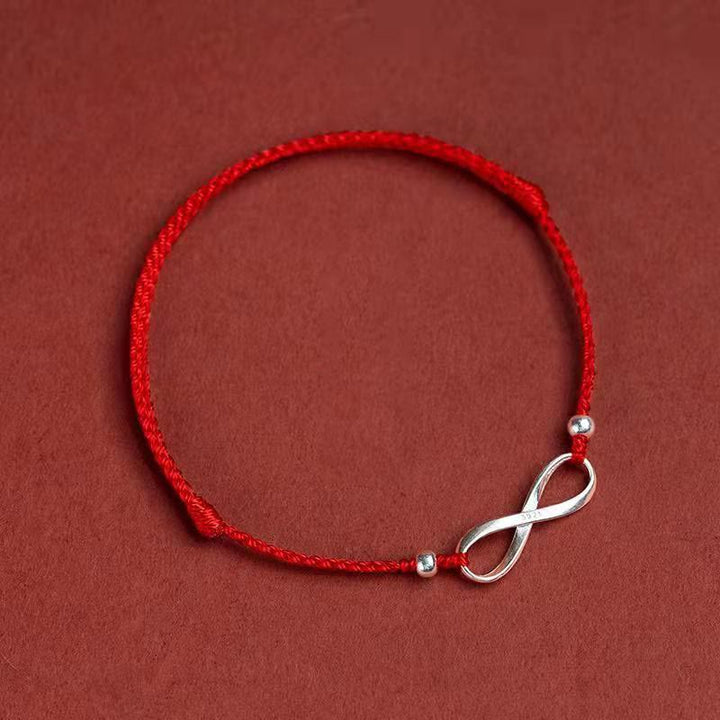 Buddha Stones 925 Sterling Silver Endless Knot Protection Luck Red String Bracelet Anklet - image 2