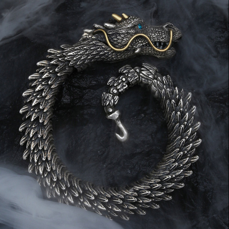 Buddha Stones Nordic Dragon Handmade Amulet Luck Protection Chain Bracelet - 24cm - Copper Alloy - image 1