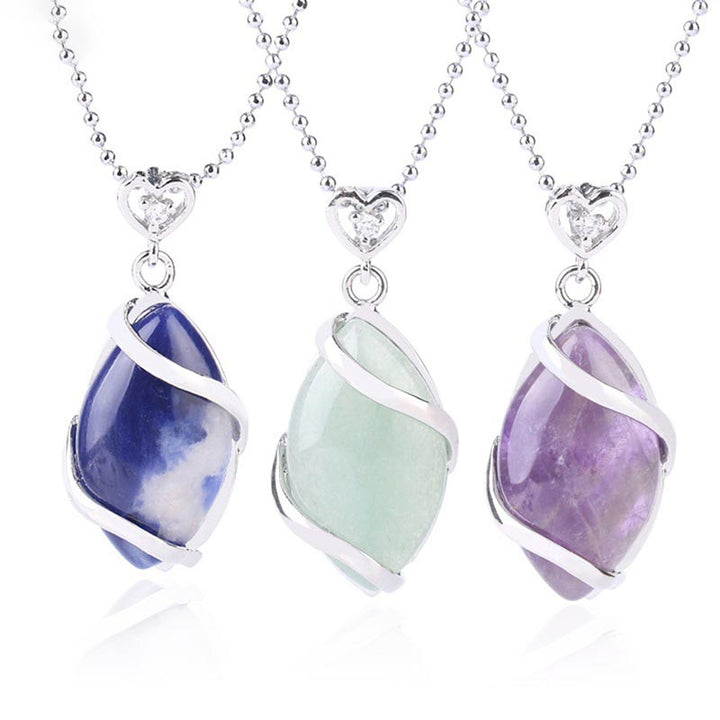Buddha Stones Marquise Pattern Natural Crystal Stone Charm Necklace Pendant - image 0