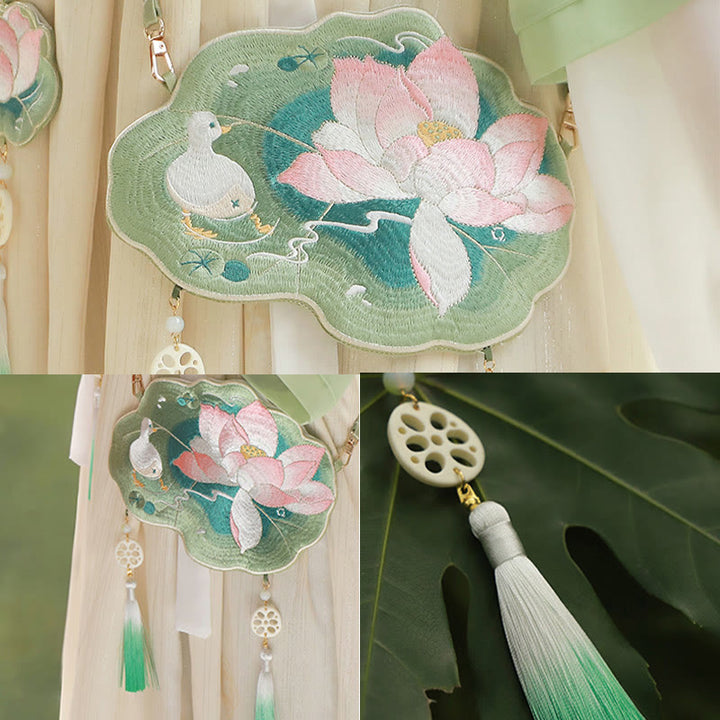 Buddha Stones Luck Embroidery Lotus Koi Fish Rabbit Flower Hanfu Bag Crossbody Bag Shoulder Bag - image 6