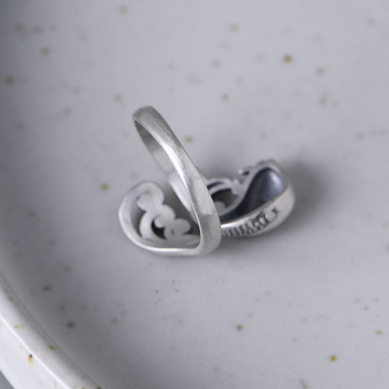 Buddha Stones 925 Sterling Silver Koi Fish Water Ripple Luck Wealth Ring - image 7