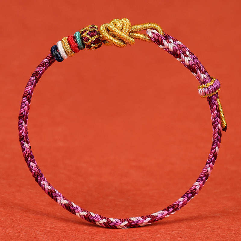 Buddha Stones Handmade Dunhuang Colorful Rope Protection Braid String Bracelet