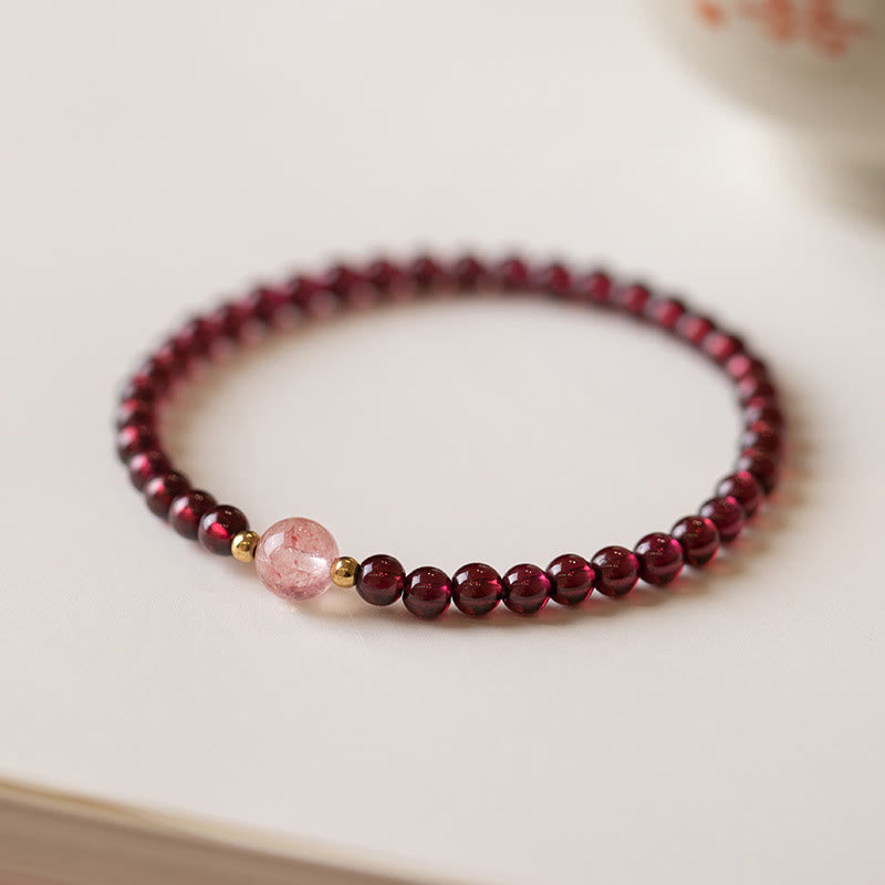 Buddha Stones Natural Garnet Strawberry Quartz Calm Bracelet - image 1