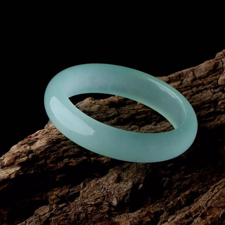 Natural Jade Luck Healing Prosperity Bangle Bracelet - LightCyan - 60-62mm - image 9