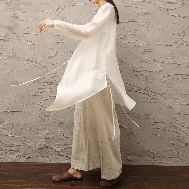 Simple White Beige Pattern Meditation Spiritual Zen Practice Yoga Clothing Women's Clothes - image 12