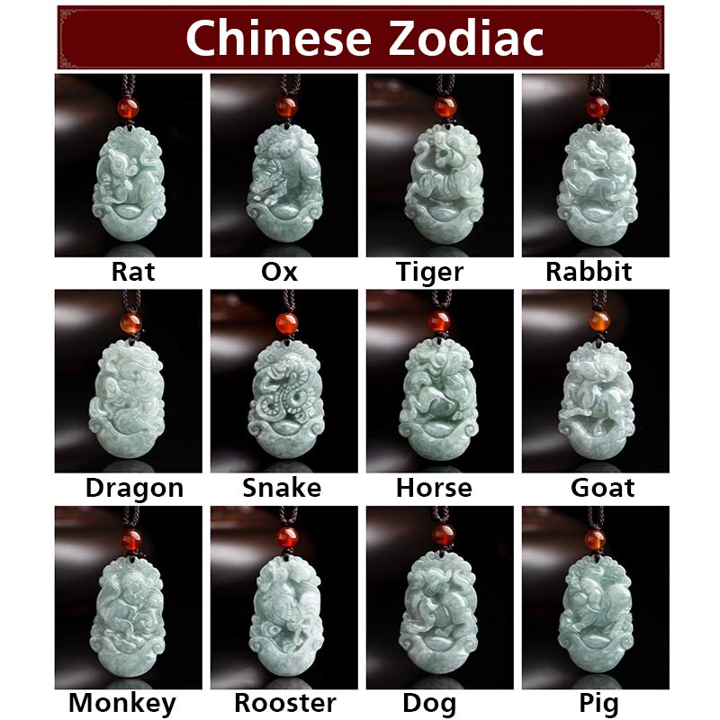 Natural Jade 12 Chinese Zodiac Sucess Pendant Necklace - image 19
