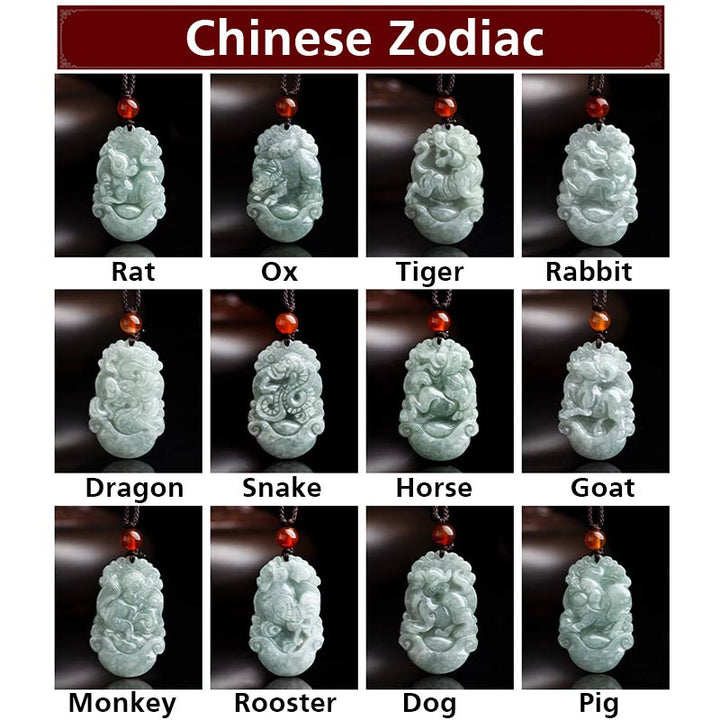 Natural Jade 12 Chinese Zodiac Sucess Pendant Necklace - image 19