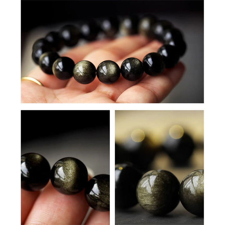 Buddha Stones 925 Sterling Silver Chinese Zodiac Natal Buddha Natural Gold Sheen Obsidian Amber Wealth Protection Bracelet - image 17