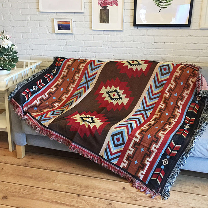Buddha Stones Tibetan Geometric Hand-Dyed Craftsman Blanket - image 10