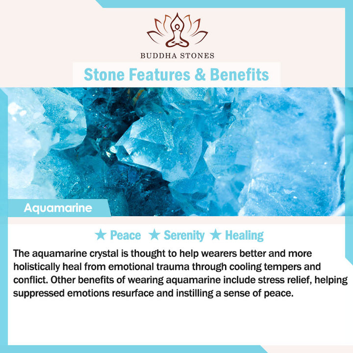 Buddha Stones 925 Sterling Silver Natural Aquamarine Leaf Flower Peace Earrings Necklace - image 15