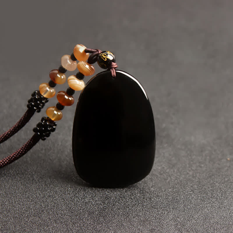Black Obsidian Tiger Eye Dragon Phoenix Protection Beaded Necklace Pendant - image 6