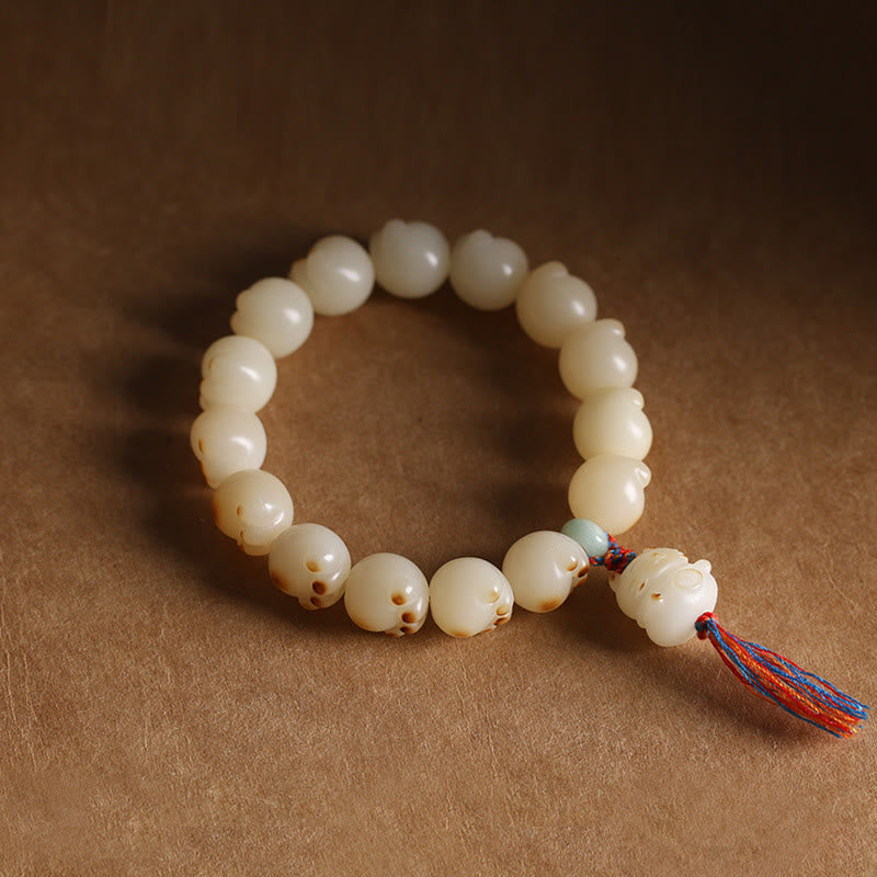 Buddha Stones Cute Lucky Cat Bodhi Seed Cat Paw Harmony Bracelet - image 2