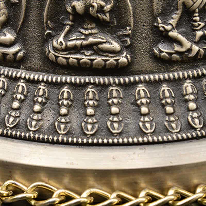 Tibetan Engraved Buddha Dragon Wind Chime Bell Copper Luck Wall Hanging Decoration - image 4