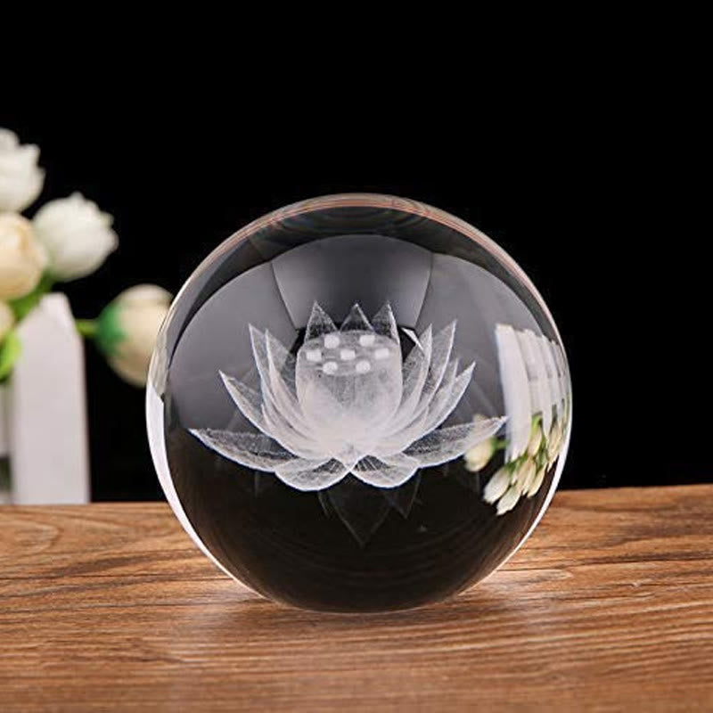 White Crystal Dragon Lotus Blessing Decoration - image 3