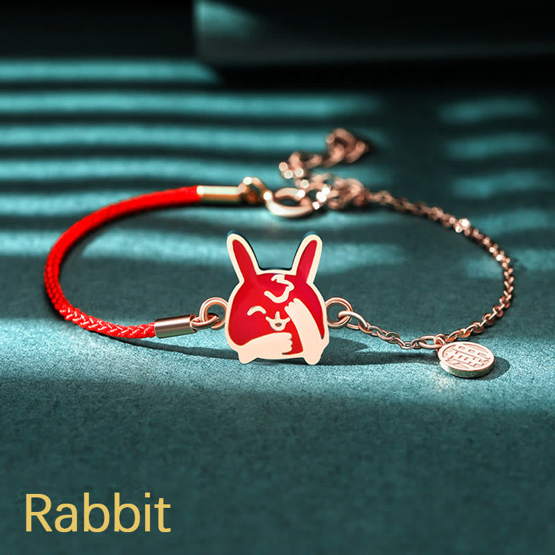 Buddha Stones 925 Sterling Silver Color-changing Chinese Zodiac Luck Protection Red String Chain Bracelet - Rabbit(Wrist Circumference 14-15cm) - image 16