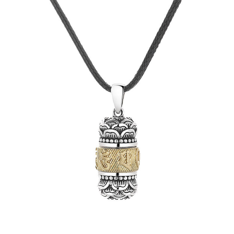 Buddha Stones Tibet Om Mani Padme Hum Carved Wisdom Purity Chain Leather Rope Necklace Pendant - image 5
