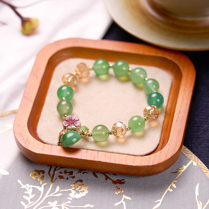 Buddha Stones Natural Red Agate Green Agate Gourd Cinnabar Flower Beads Confidence Bracelet