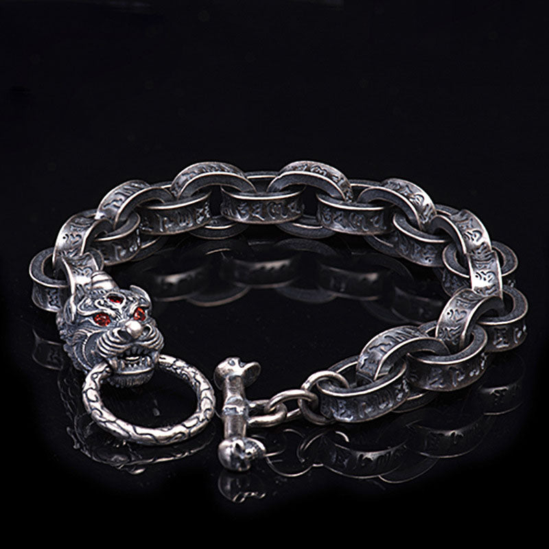 925 Sterling Silver Dragon Kirin Om Mani Padme Hum Success Strength Bracelet Bangle - DRAGON (Luck ♥ Strength) - image 1