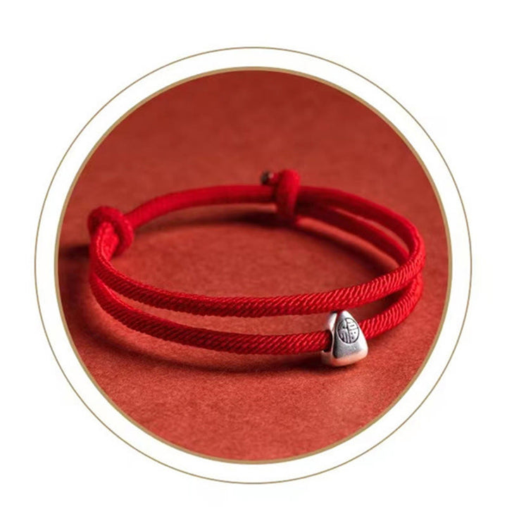 Buddha Stones 925 Sterling Silver Fu Character Blessing Handmade Braided Bracelet - image 12