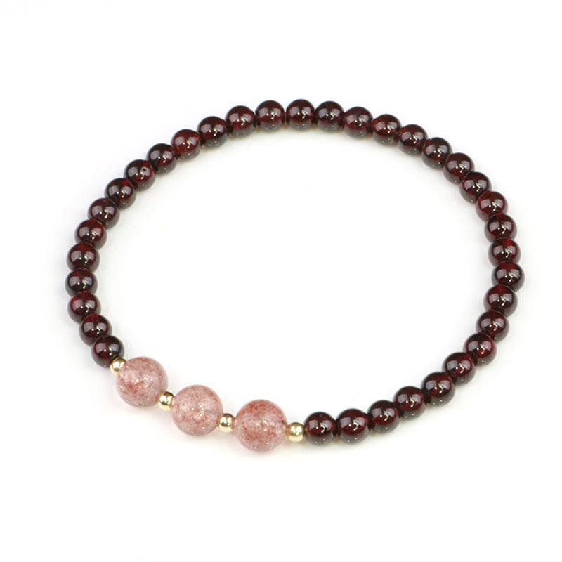 Buddha Stones Natural Garnet Strawberry Quartz Calm Bracelet - image 9