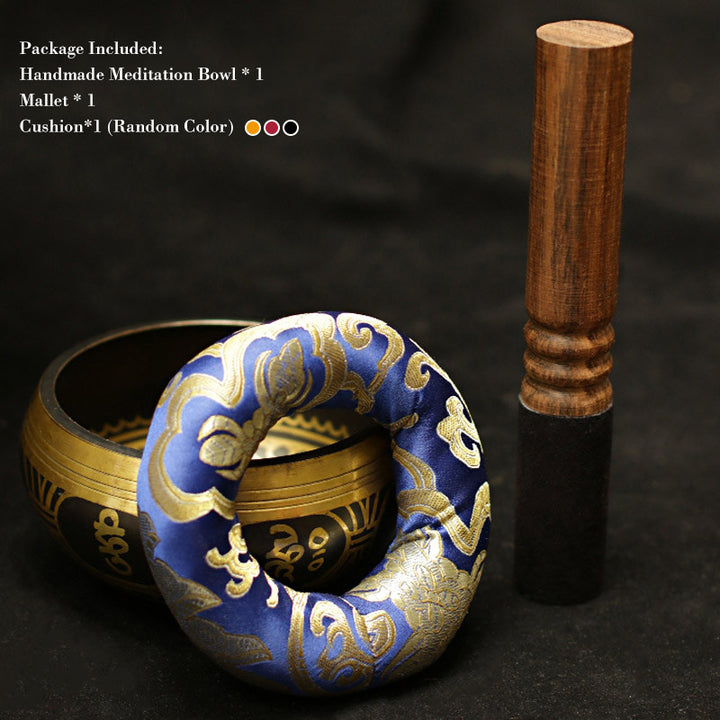Tibetan Meditation Sound Bowl Handcrafted for Healing and Mindfulness Support Protection Singing Bowl Set - Black - 5.12IN (13CM) - image 3