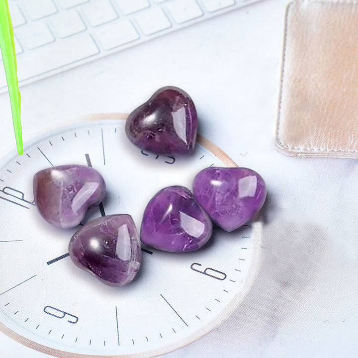 Natural Amethyst Tiger's Eye Stone Love Decoration - Amethyst*5pcs - image 1