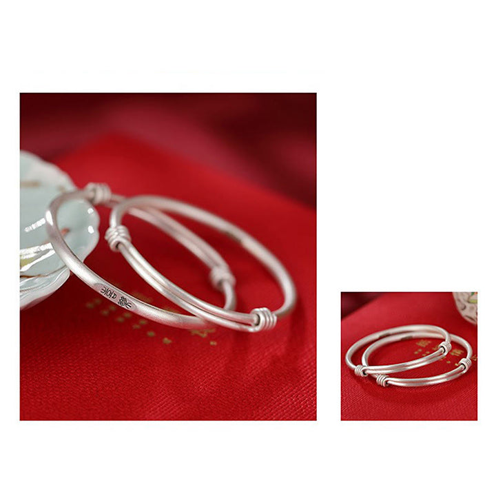 Buddha Stones 999 Sterling Silver Peace And Joy Protection Kids Child Bracelet Bangle - image 12